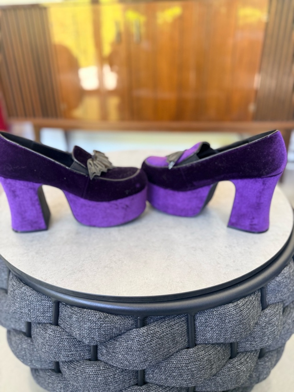 Strange Cvlt purple velvet banshee bat platform heels - Picture 5 of 6